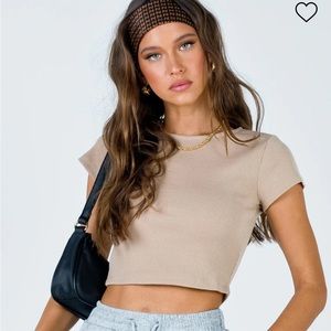 Princess Polly Classic Cropped Tee Beige